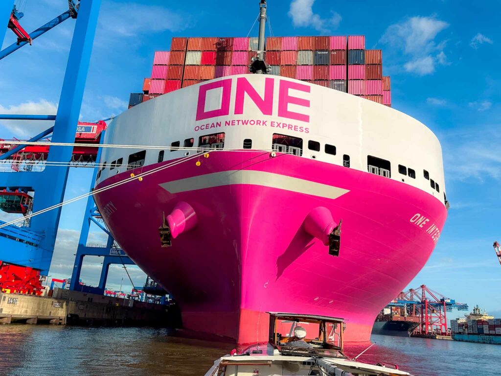 A harbour cruise boat in the Port of Hamburg